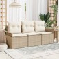 vidaXL Set di divani da giardino 3 pezzi con cuscini - Polirattan Beige vidaXL Set di divani da giardino 3 pezzi con cuscini - Polirattan Beige