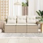 vidaXL Set di divani da giardino 3 pezzi con cuscini - Polirattan Beige vidaXL Set di divani da giardino 3 pezzi con cuscini - Polirattan Beige