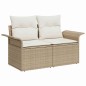 vidaXL Set di divani da giardino 3 pezzi con cuscini - Polirattan Beige vidaXL Set di divani da giardino 3 pezzi con cuscini - Polirattan Beige