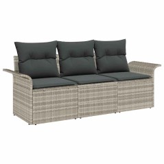 vidaXL Set di Divano da Giardino 3 Pezzi con Cuscini in Rattan Sintetico Grigio Chiaro