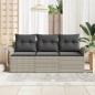 vidaXL Set di Divano da Giardino 3 Pezzi con Cuscini in Rattan Sintetico Grigio Chiaro