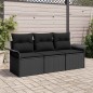 vidaXL Set divani da giardino 3 pezzi - Nero Rattan Polyrattan con cuscini vidaXL Set divani da giardino 3 pezzi - Nero Rattan Polyrattan con cuscini