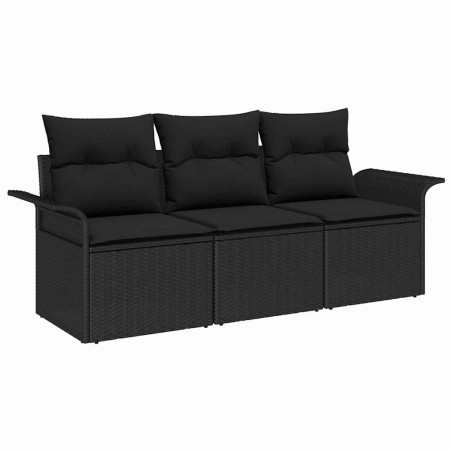 vidaXL Set divani da giardino 3 pezzi - Nero Rattan Polyrattan con cuscini