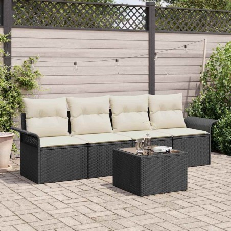 vidaXL Set Giardino 5 Pezzi con Cuscini - Rattan Sintetico Neri