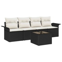 vidaXL Set Giardino 5 Pezzi con Cuscini - Rattan Sintetico Neri