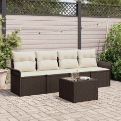 vidaXL Set di divani da giardino 5 pezzi con cuscini - Rattan sintetico marrone