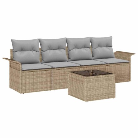 vidaXL Set da Giardino con Divano a 5 Pezzi e Cuscini - Rattan Sintetico Beige