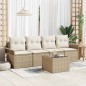vidaXL Set di divani da giardino da 5 pezzi con cuscini - rattan poliestere beige. vidaXL Set di divani da giardino da 5 pezzi con cuscini - rattan poliestere beige.