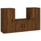 Set Mobili Porta TV 3 pz Rovere Marrone in Legno Multistrato Set Mobili Porta TV 3 pz Rovere Marrone in Legno Multistrato