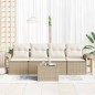 vidaXL Set di divani da giardino da 5 pezzi con cuscini - rattan poliestere beige. vidaXL Set di divani da giardino da 5 pezzi con cuscini - rattan poliestere beige.