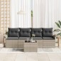vidaXL Set di divani da giardino 5 pezzi con cuscini – Polirattan grigio chiaro vidaXL Set di divani da giardino 5 pezzi con cuscini – Polirattan grigio chiaro