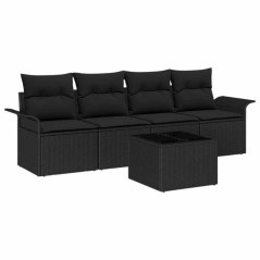 vidaXL Set da Giardino 5 Pezzi con Cuscini in Rattan Sintetico Nero