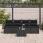 vidaXL Set da Giardino 5 Pezzi con Cuscini in Rattan Sintetico Nero vidaXL Set da Giardino 5 Pezzi con Cuscini in Rattan Sintetico Nero