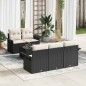 vidaXL Set Divano da Giardino 6 Pezzi con Cuscini Nero Polirattan