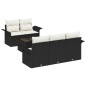 vidaXL Set Divano da Giardino 6 Pezzi con Cuscini Nero Polirattan