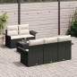 vidaXL Set Divano da Giardino 6 Pezzi con Cuscini Nero Polirattan
