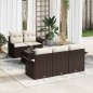 vidaXL Set Divano da Giardino in 6 Pezzi con Cuscini Marrone Polirattan vidaXL Set Divano da Giardino in 6 Pezzi con Cuscini Marrone Polirattan