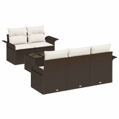 vidaXL Set Divano da Giardino in 6 Pezzi con Cuscini Marrone Polirattan