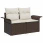 vidaXL Set Divano da Giardino in 6 Pezzi con Cuscini Marrone Polirattan vidaXL Set Divano da Giardino in 6 Pezzi con Cuscini Marrone Polirattan