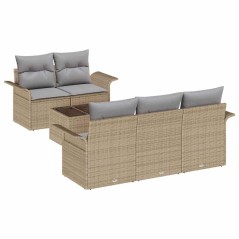 vidaXL Set di divani da giardino a 6 pezzi con cuscini in polyrattan beige