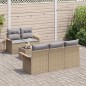 vidaXL Set di divani da giardino a 6 pezzi con cuscini in polyrattan beige