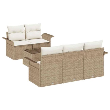 vidaXL Set Divano da Giardino 6 Pezzi con Cuscini Beige Polyrattan