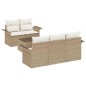 vidaXL Set Divano da Giardino 6 Pezzi con Cuscini Beige Polyrattan