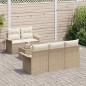 vidaXL Set Divano da Giardino 6 Pezzi con Cuscini Beige Polyrattan