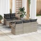 vidaXL Set Divano da Giardino 6 Pezzi con Cuscini Grigio Chiaro Polirattan
