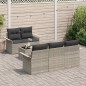 vidaXL Set Divano da Giardino 6 Pezzi con Cuscini Grigio Chiaro Polirattan