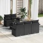 vidaXL Set di divani da giardino con 6 pezzi e cuscini in polyrattan nero
