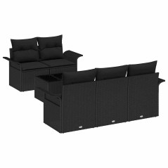 vidaXL Set di divani da giardino con 6 pezzi e cuscini in polyrattan nero