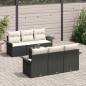 vidaXL Set di divani da giardino 7 pezzi con cuscini neri in rattan sintetico