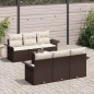 vidaXL Set di divani da giardino 7 pezzi con cuscini in rattan sintetico marrone