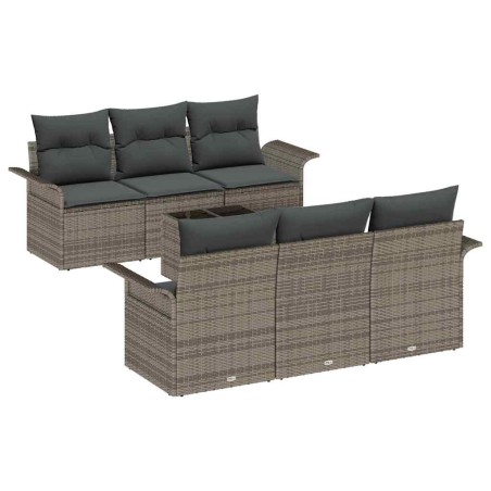 vidaXL Set Giardino 7 Pezzi di con Cuscini Grigi in Rattan Sintetico