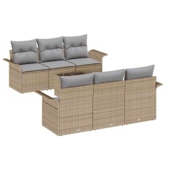 vidaXL Set da giardino 7 pezzi con cuscini beige in rattan sintetico