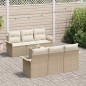 vidaXL Set di divani da giardino 7 pezzi con cuscini e rattan sintetico beige