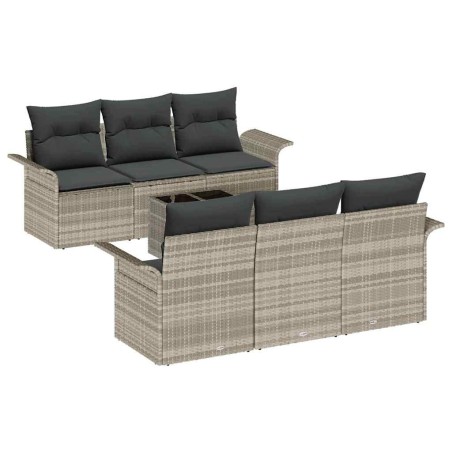 vidaXL Set di Sofà da Giardino 7 Pezzi con Cuscini Grigio Chiaro in Rattan Sintetico