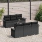 vidaXL Set da giardino con 7 pezzi e cuscini in rattan sintetico nero