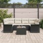 vidaXL Set divani da giardino 7 pezzi con cuscini neri in rattan sintetico