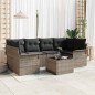 vidaXL Set di divani da giardino 7 pezzi con cuscini grigi in rattan sintetico