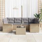 vidaXL Set Divani da Giardino a 7 Pezzi con Cuscini Beige in Polirattan
