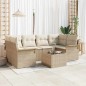 vidaXL Set di divani da giardino 7 pezzi con cuscini beige in rattan sintetico