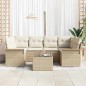 vidaXL Set di divani da giardino 7 pezzi con cuscini beige in rattan sintetico