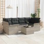 vidaXL Set divano da giardino a 7 pezzi con cuscini grigio chiaro in rattan sintetico