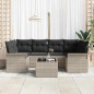 vidaXL Set divano da giardino a 7 pezzi con cuscini grigio chiaro in rattan sintetico