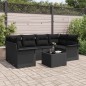 vidaXL Set di divani da giardino 7 pezzi con cuscini in polirattan nero