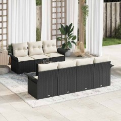 vidaXL Set Giardino con Divano a 8 Pezzi e Cuscini in Rattan Nero