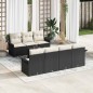 vidaXL Set Giardino con Divano a 8 Pezzi e Cuscini in Rattan Nero