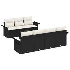 vidaXL Set Giardino con Divano a 8 Pezzi e Cuscini in Rattan Nero